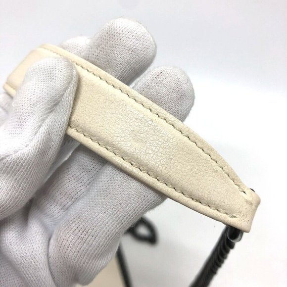 PRADA Logo studs ChainShoulder Bag Shoulder Bag Leather White - Picture 14 of 15